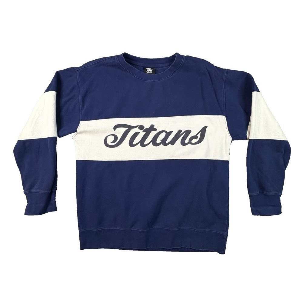 Fan Cloth Men's L Navy & White Titans Crewneck Sweatshirt SEE DESCRIPTION‎